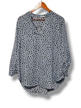 Lush Light Blue Leopard Print Blouse